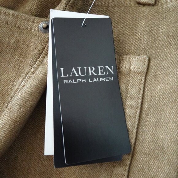 Ralph Lauren Skinny Ankle Jeans Women's Size 0 Gold Metallic High Rise Coated - Picture 9 of 12